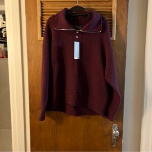 CALIA Ribbed Scuba 3/4 Zip Plum Sweatshirt NWT Sz. M